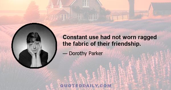 Constant use had not worn ragged the fabric of their friendship.