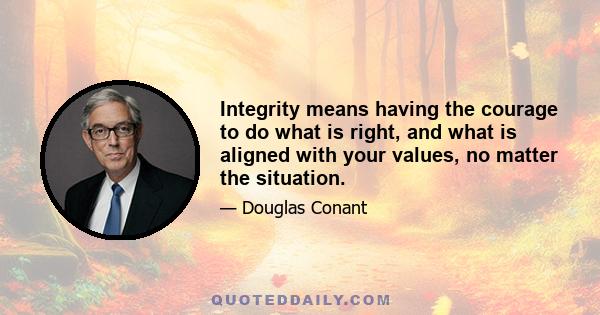 Integrity means having the courage to do what is right, and what is aligned with your values, no matter the situation.