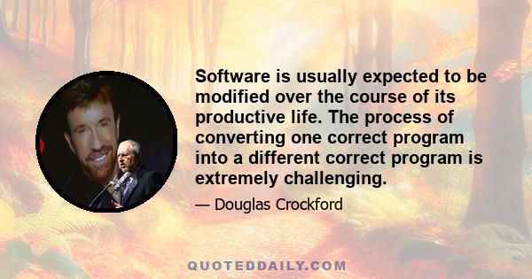 Software is usually expected to be modified over the course of its productive life. The process of converting one correct program into a different correct program is extremely challenging.