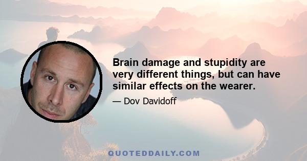 Brain damage and stupidity are very different things, but can have similar effects on the wearer.