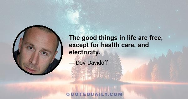 The good things in life are free, except for health care, and electricity.