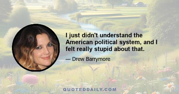 I just didn't understand the American political system, and I felt really stupid about that.