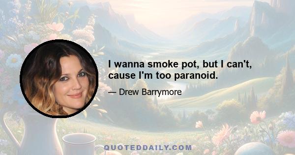 I wanna smoke pot, but I can't, cause I'm too paranoid.