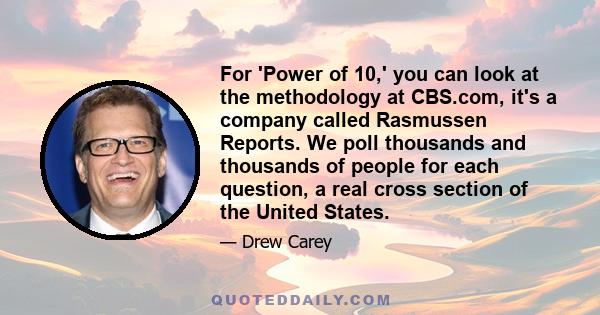 For 'Power of 10,' you can look at the methodology at CBS.com, it's a company called Rasmussen Reports. We poll thousands and thousands of people for each question, a real cross section of the United States.