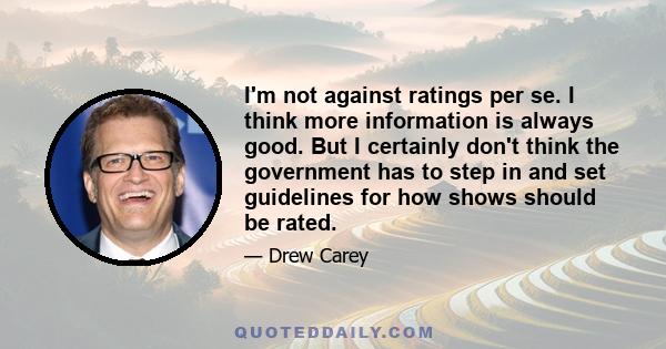 I'm not against ratings per se. I think more information is always good. But I certainly don't think the government has to step in and set guidelines for how shows should be rated.