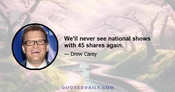 We'll never see national shows with 45 shares again.