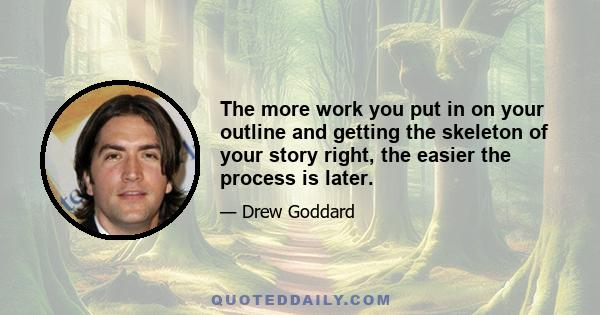 The more work you put in on your outline and getting the skeleton of your story right, the easier the process is later.