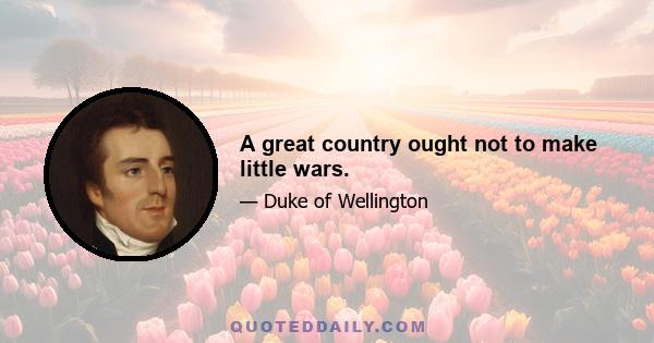 A great country ought not to make little wars.