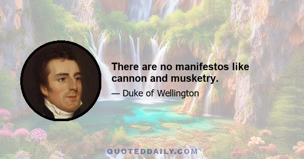 There are no manifestos like cannon and musketry.