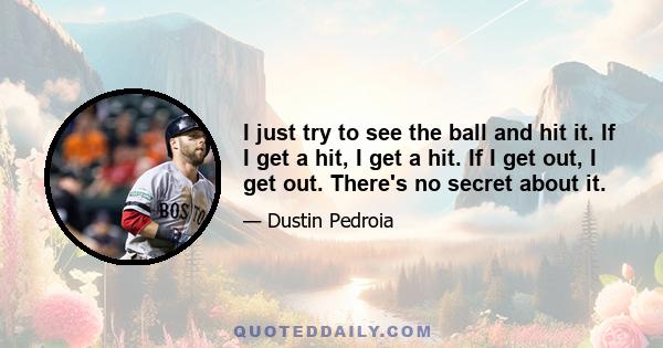 I just try to see the ball and hit it. If I get a hit, I get a hit. If I get out, I get out. There's no secret about it.