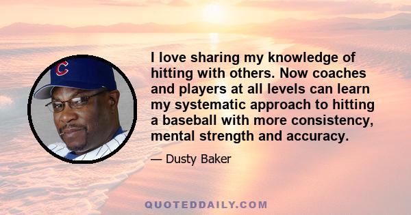 I love sharing my knowledge of hitting with others. Now coaches and players at all levels can learn my systematic approach to hitting a baseball with more consistency, mental strength and accuracy.