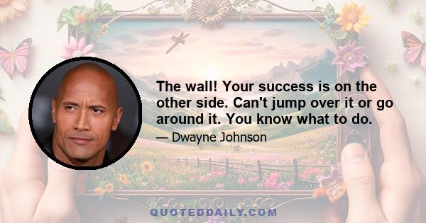 The wall! Your success is on the other side. Can't jump over it or go around it. You know what to do.