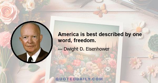 America is best described by one word, freedom.