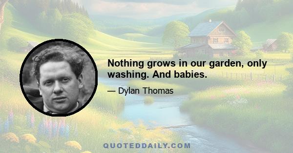 Nothing grows in our garden, only washing. And babies.