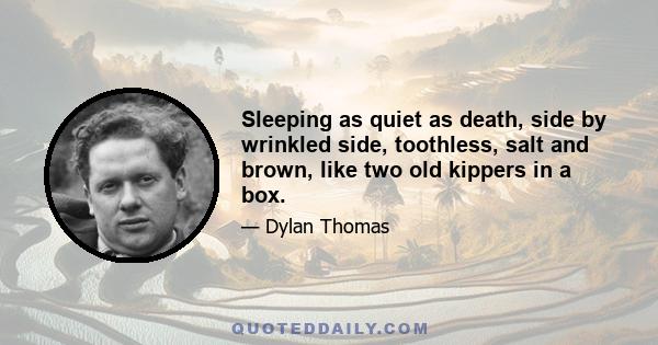 Sleeping as quiet as death, side by wrinkled side, toothless, salt and brown, like two old kippers in a box.