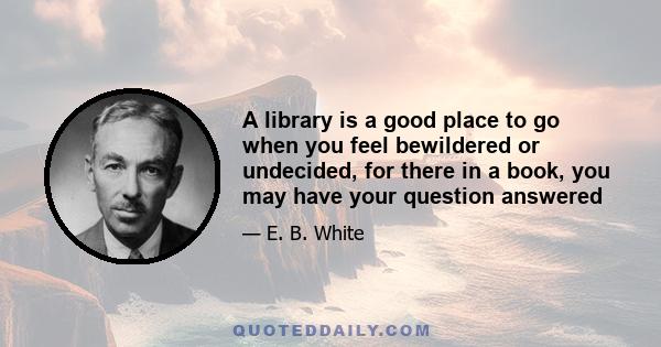 A library is a good place to go when you feel bewildered or undecided, for there in a book, you may have your question answered