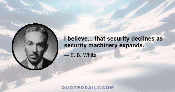 I believe... that security declines as security machinery expands.