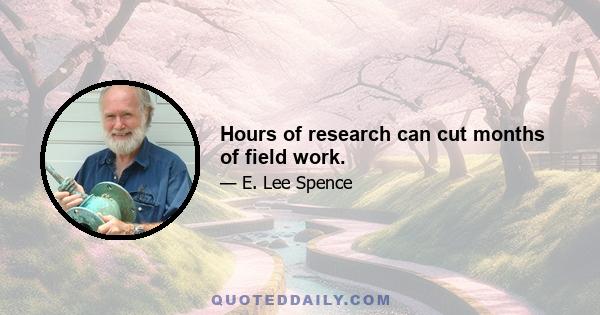 Hours of research can cut months of field work.