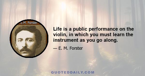 Life is a public performance on the violin, in which you must learn the instrument as you go along.