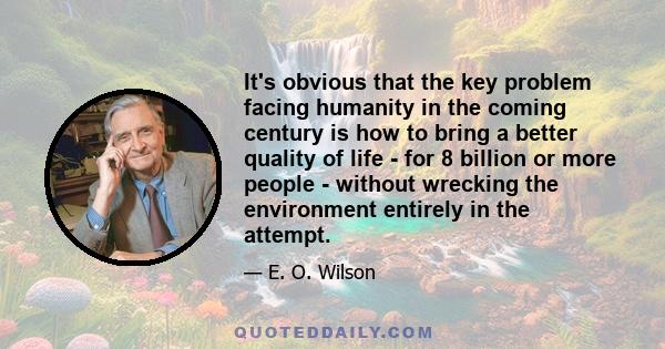 It's obvious that the key problem facing humanity in the coming century is how to bring a better quality of life - for 8 billion or more people - without wrecking the environment entirely in the attempt.