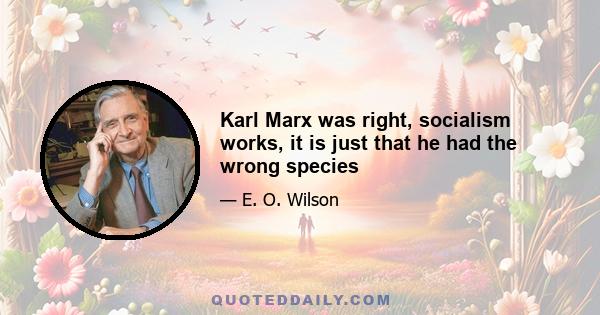 Karl Marx was right, socialism works, it is just that he had the wrong species