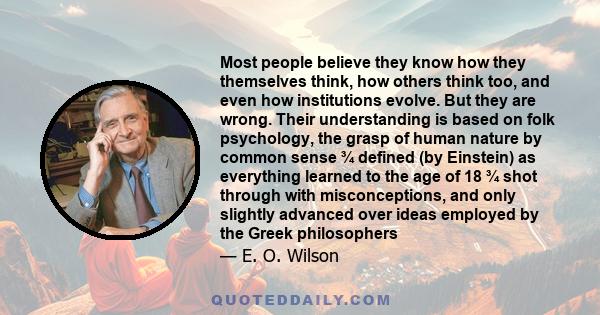 Most people believe they know how they themselves think, how others think too, and even how institutions evolve. But they are wrong. Their understanding is based on folk psychology, the grasp of human nature by common