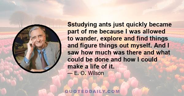 Sstudying ants just quickly became part of me because I was allowed to wander, explore and find things and figure things out myself. And I saw how much was there and what could be done and how I could make a life of it.