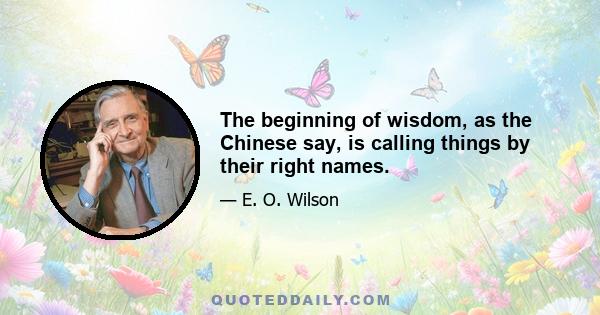 The beginning of wisdom, as the Chinese say, is calling things by their right names.