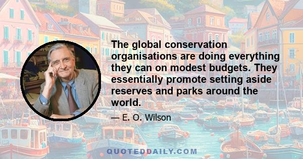 The global conservation organisations are doing everything they can on modest budgets. They essentially promote setting aside reserves and parks around the world.