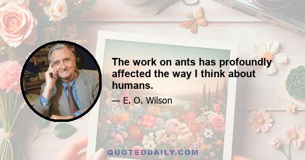 The work on ants has profoundly affected the way I think about humans.