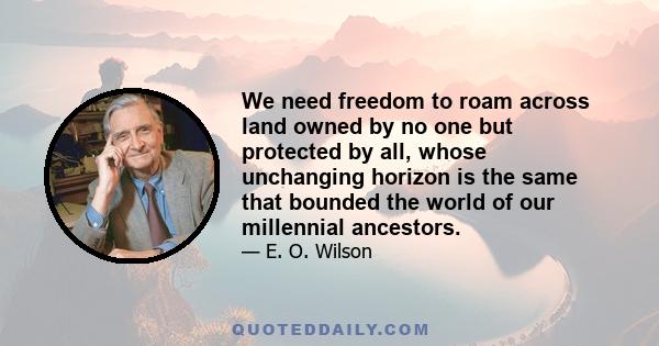 We need freedom to roam across land owned by no one but protected by all, whose unchanging horizon is the same that bounded the world of our millennial ancestors.