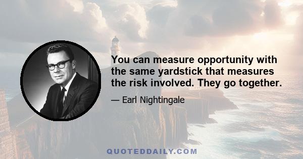 You can measure opportunity with the same yardstick that measures the risk involved. They go together.