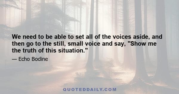 We need to be able to set all of the voices aside, and then go to the still, small voice and say, Show me the truth of this situation.