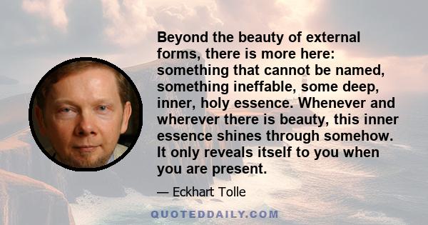 Beyond the beauty of external forms, there is more here: something that cannot be named, something ineffable, some deep, inner, holy essence. Whenever and wherever there is beauty, this inner essence shines through