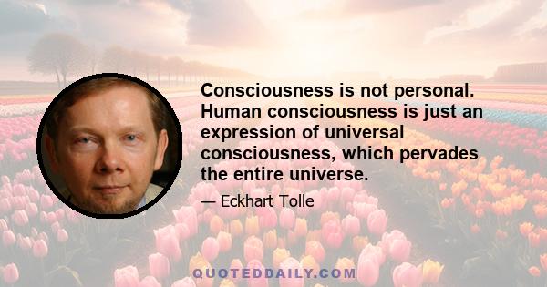 Consciousness is not personal. Human consciousness is just an expression of universal consciousness, which pervades the entire universe.