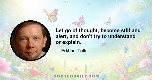 Let go of thought, become still and alert, and don't try to understand or explain.