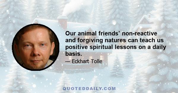 Our animal friends’ non-reactive and forgiving natures can teach us positive spiritual lessons on a daily basis.