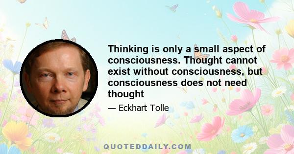 Thinking is only a small aspect of consciousness. Thought cannot exist without consciousness, but consciousness does not need thought