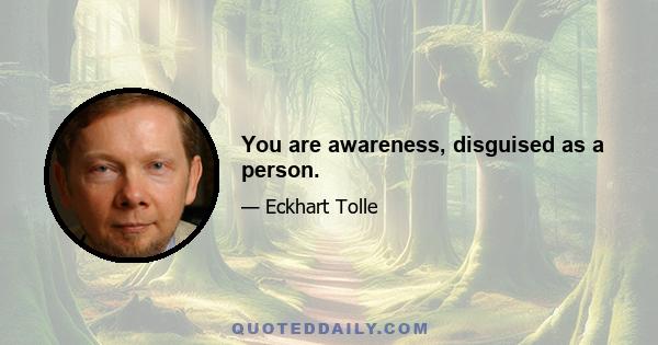 You are awareness, disguised as a person.