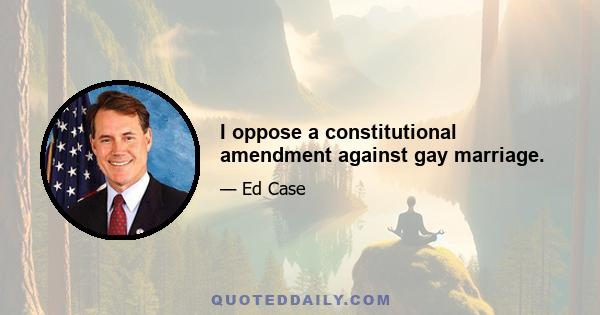 I oppose a constitutional amendment against gay marriage.