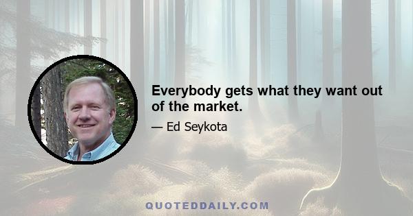 Everybody gets what they want out of the market.