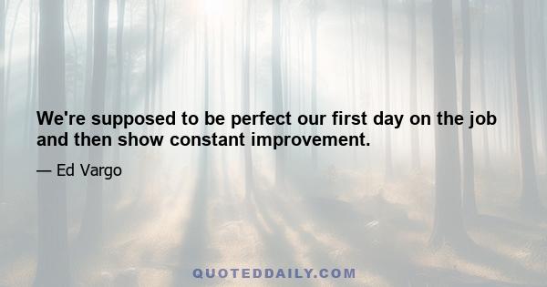 We're supposed to be perfect our first day on the job and then show constant improvement.