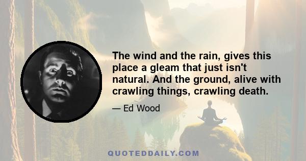 The wind and the rain, gives this place a gleam that just isn't natural. And the ground, alive with crawling things, crawling death.