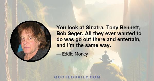 You look at Sinatra, Tony Bennett, Bob Seger. All they ever wanted to do was go out there and entertain, and I'm the same way.