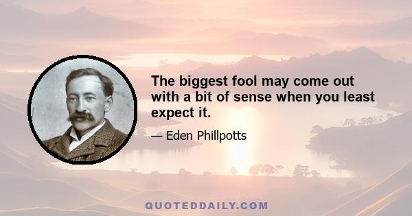 The biggest fool may come out with a bit of sense when you least expect it.