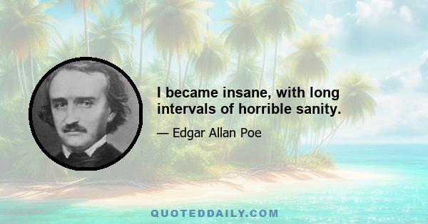 I became insane, with long intervals of horrible sanity.