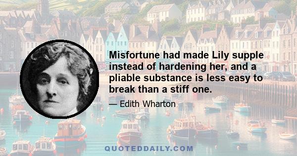 Misfortune had made Lily supple instead of hardening her, and a pliable substance is less easy to break than a stiff one.