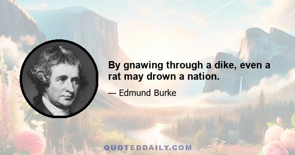 By gnawing through a dike, even a rat may drown a nation.