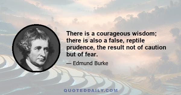 There is a courageous wisdom; there is also a false, reptile prudence, the result not of caution but of fear.