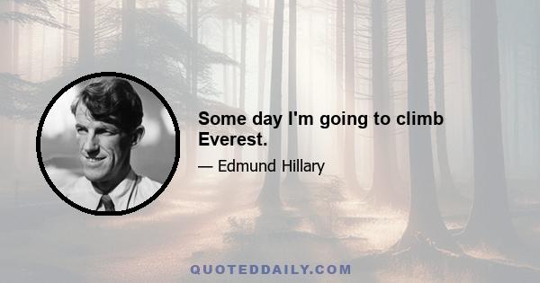 Some day I'm going to climb Everest.